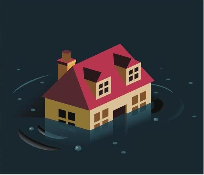 Illustration of Half Flooded House